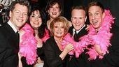 Photo Op - Elaine Paige at Forbidden Broadway - David Caldwell - Gina Kreiezmar - Valerie Fagan - Elaine Paige - Jared Bradshaw - Michael West - pink boa