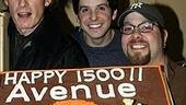 Photo Op - Avenue Q plays 1,500 performance - (with cake) - Christian Anderson - Howie Michael Smith - Evan Harrington 