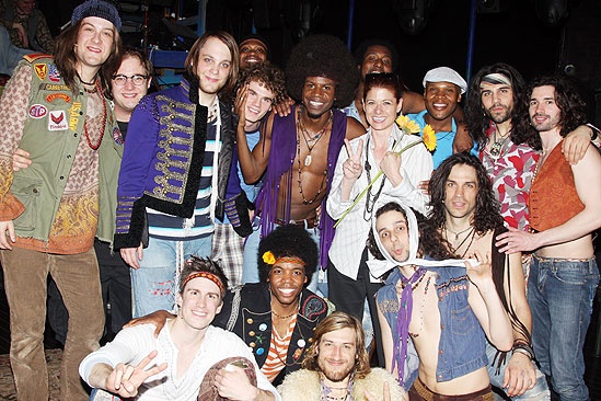 Celebs at Hair - Debra Messing - boys