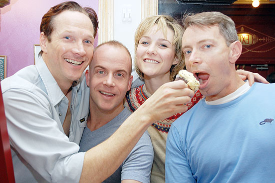 The 39 Steps 700 Performances - Sean Mahon - Jeffrey Kuhn - Jill Paice - Arnie Burton - cake