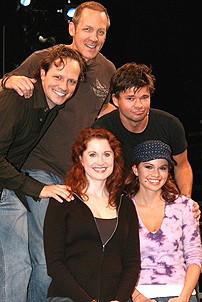 Photo Op - Frankenstein rehearsal - Jim Stanek - Steve Blanchard - Christiane Noll - Hunter Foster - Mandy Bruno