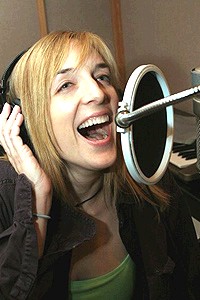 Julia Murney recording session - Julia Murney at the mic