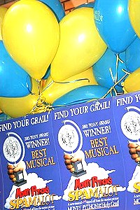 Spamalot First Anniversary Coconuts Event - baloons - posters