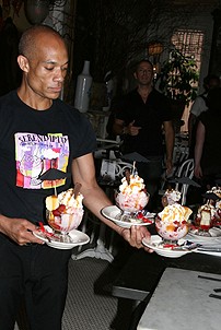 Photo Op - Mary Poppins Ice Cream Sundae Party - waiter delivers ice cream