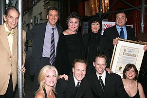 Photo Op - Chita Rivera at Forbidden Broadway - group shot w/proclamation