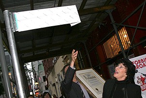 Photo Op - Chita Rivera at Forbidden Broadway - Chita Rivera (w/covered sign)