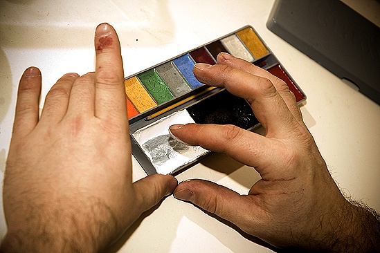 Slava’s Snowshow backstage – more makeup